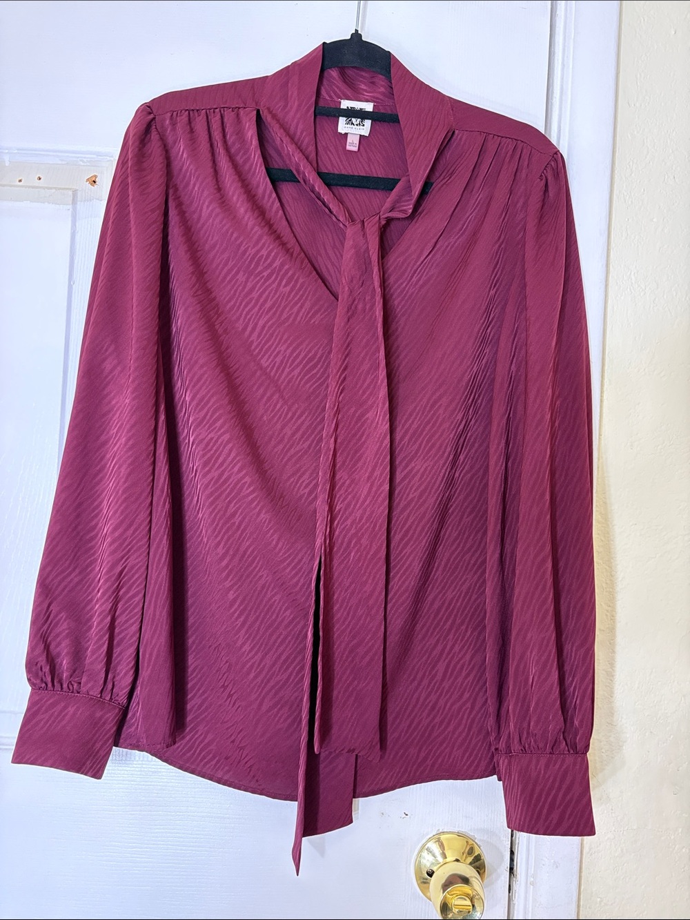 Anne Klein Berry Tie-Neck Long Sleeve Blouse